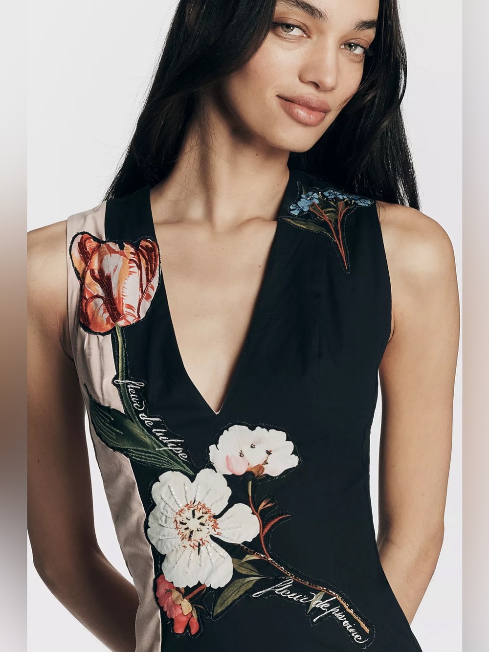 By Anthropologie Sleeveless V-Neck Deco A-Line Dress Size SP